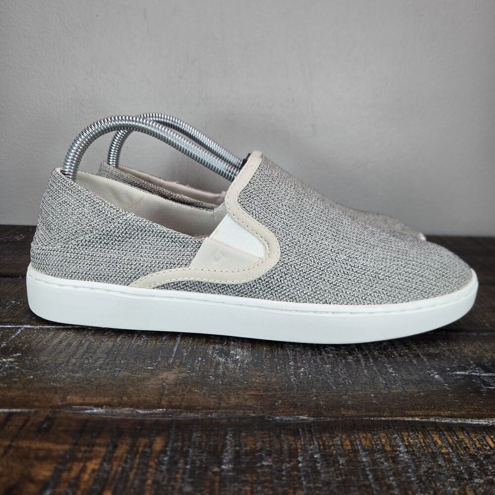 NEW Olukai Pehuea Slip On Womens Size 9.5 Loafers Mesh Sneakers Shoes Tapa Gray